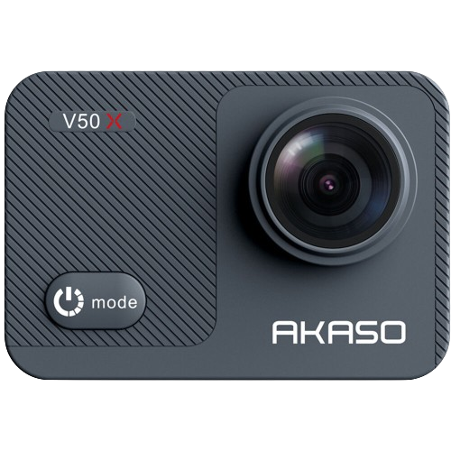 Detailed view of the AKASO V50 X action camera, emphasizing its sleek design and easy-to-navigate buttons for cost-effective, quality content creation.