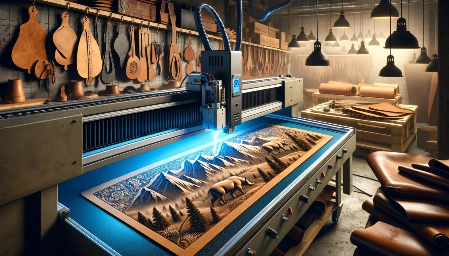 An industrial-scale best laser engraver meticulously crafting a detailed landscape, ideal for professionals demanding the highest precision and efficiency.