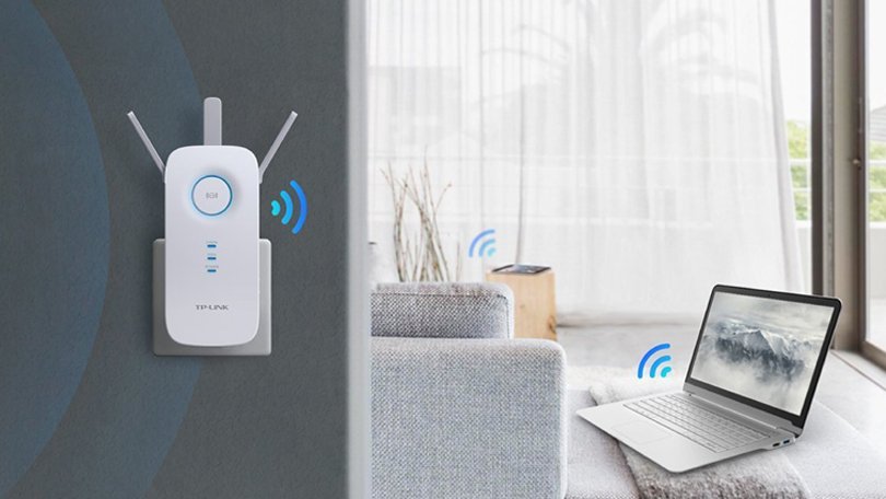 An illustrative setup showing one of the best Wi-Fi extenders in action, enhancing internet connectivity for a comfortable and efficient home office environment.