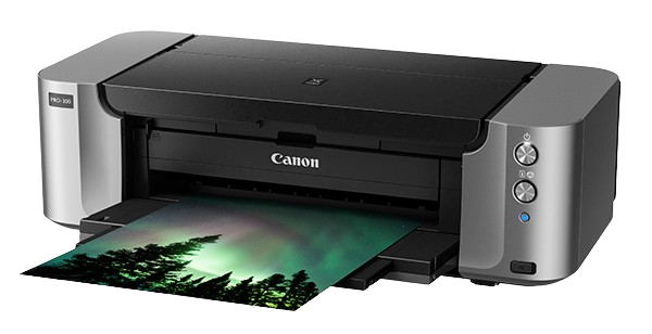 The Canon PIXMA PRO-100S in action, printing a vibrant landscape photograph, illustrating why it's a favorite among photography students for its color accuracy and detail.