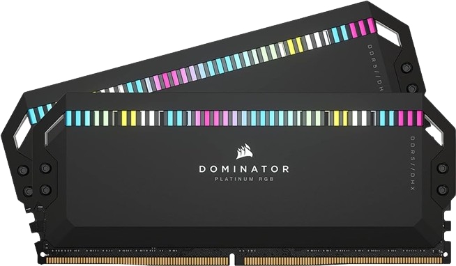 Illuminate your gaming PC with Corsair Dominator Platinum RGB, DDR5 RAM known for its top-tier performance and dynamic RGB lighting, perfect for enthusiasts seeking both style and speed.