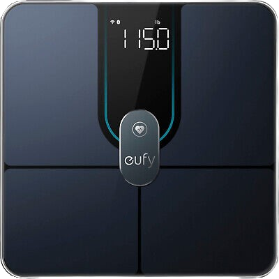 The Eufy P2 Pro Smart Scale offers precision weight measurement and full body composition analysis in a stylish dark blue design with metallic accents.