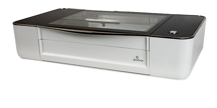 The Glowforge Pro laser engraver stands out as a engraver with its sleek white design and superior laser cutting technology.