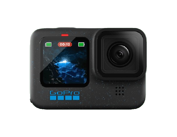 The isolated image of the GoPro Hero 12 Black emphasizes its minimalist yet rugged design, securing its place as one of the GoPros for adventurers.