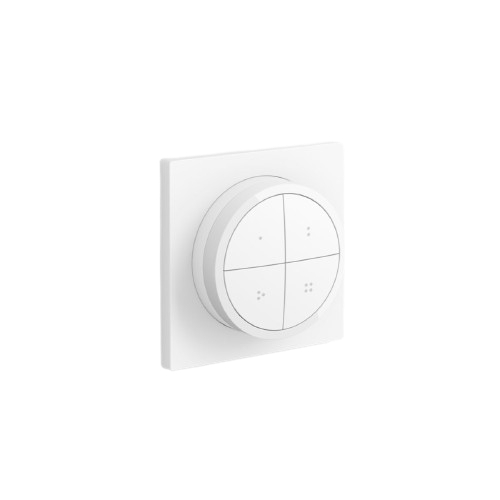 Philips Hue Tap Dial Smart Switch, featuring a unique rotary dial, provides intuitive control of lighting, ranking it as one of the smart switches for convenience and design.
