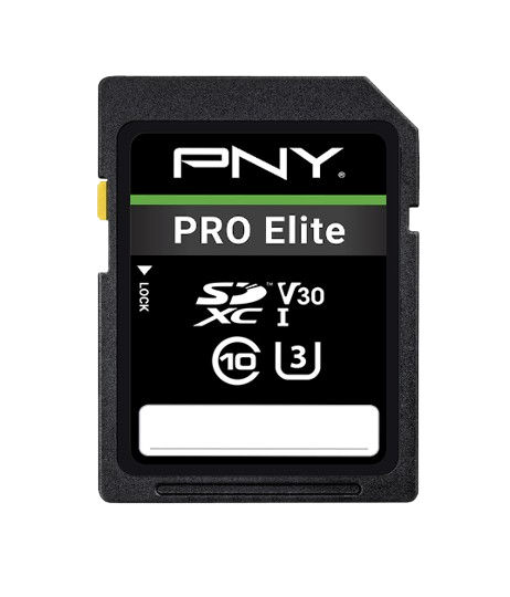 The PNY PRO Elite SDXC, a top contender for the SD card, offers excellent performance with its V30 speed class.