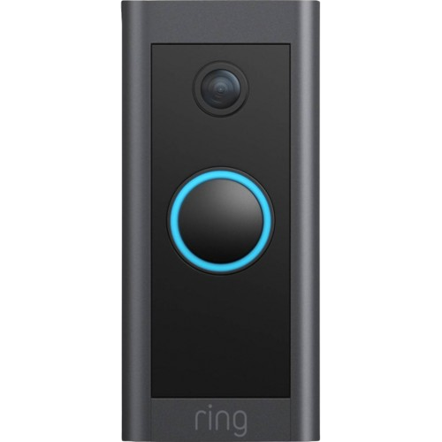 The front view of the Ring Video Doorbell Wired illustrates its compact and minimalist design, perfect for users looking for the video doorbell with a discreet profile.