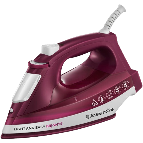 The Russell Hobbs Colour Control 22860 Steam Iron features a unique color-coded temperature setting, ensuring optimal heat levels for different fabrics as part of its claim to be among the steam irons.