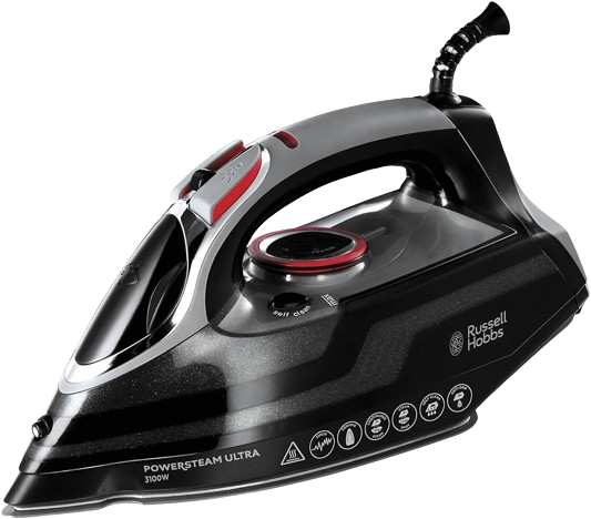 The Russell Hobbs PowerSteam Ultra iron is designed with a copper-infused soleplate for superior heat distribution and a powerful steam shot for the best ironing performance.