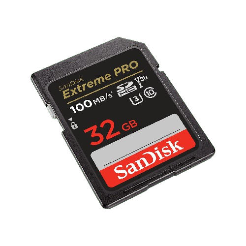 Ideal for burst mode photography, the SanDisk Extreme PRO SDXC UHS-I SD Card is the SD card, featuring a quick 100 MB/s read speed and 32 GB of storage.