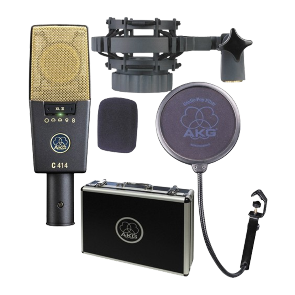 The AKG C414 XLII microphone captures the full spectrum of vocal tones, ensuring top-notch recordings for professionals.