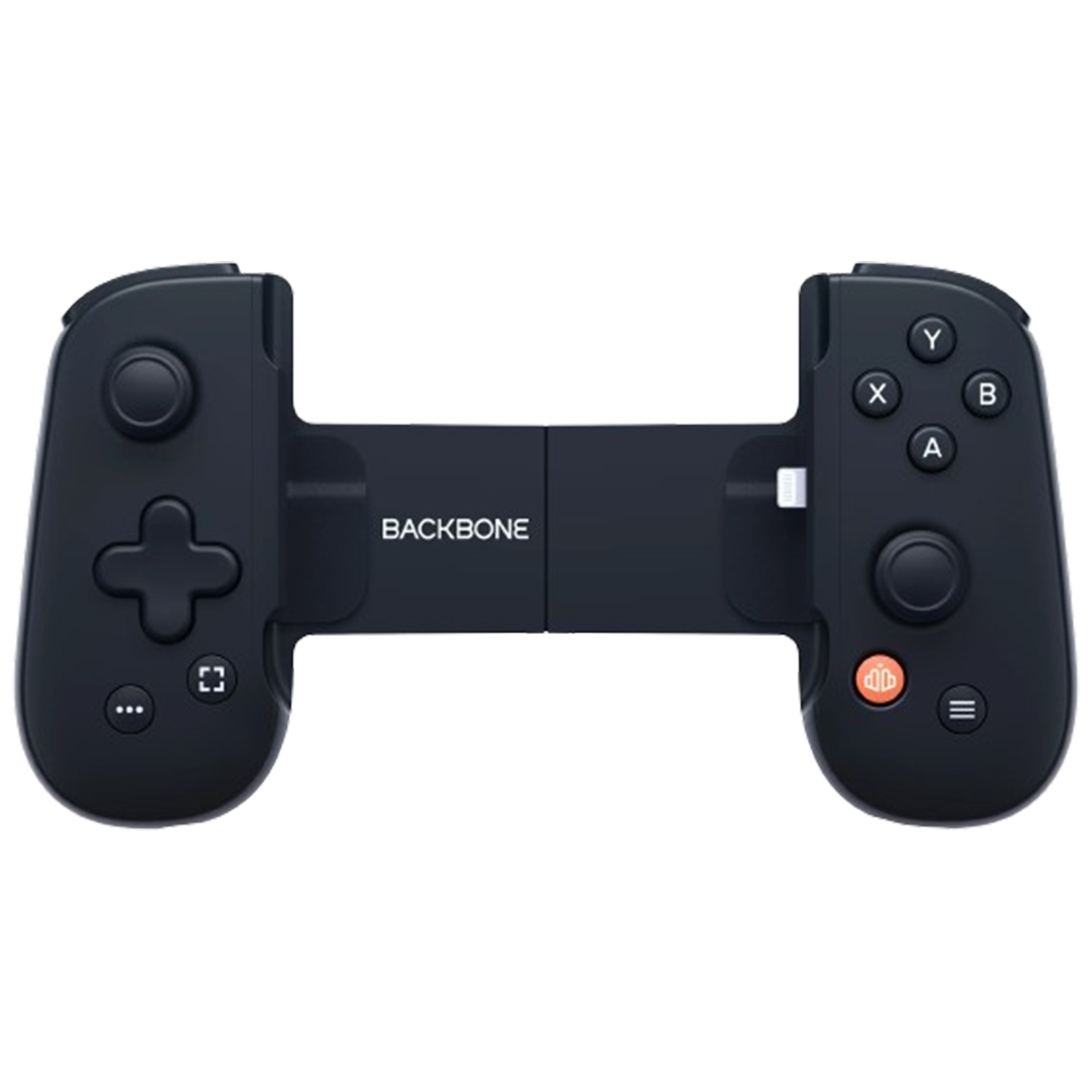 The Backbone One controller attached to a smartphone displaying game icons, highlighting its status as the gaming controller.