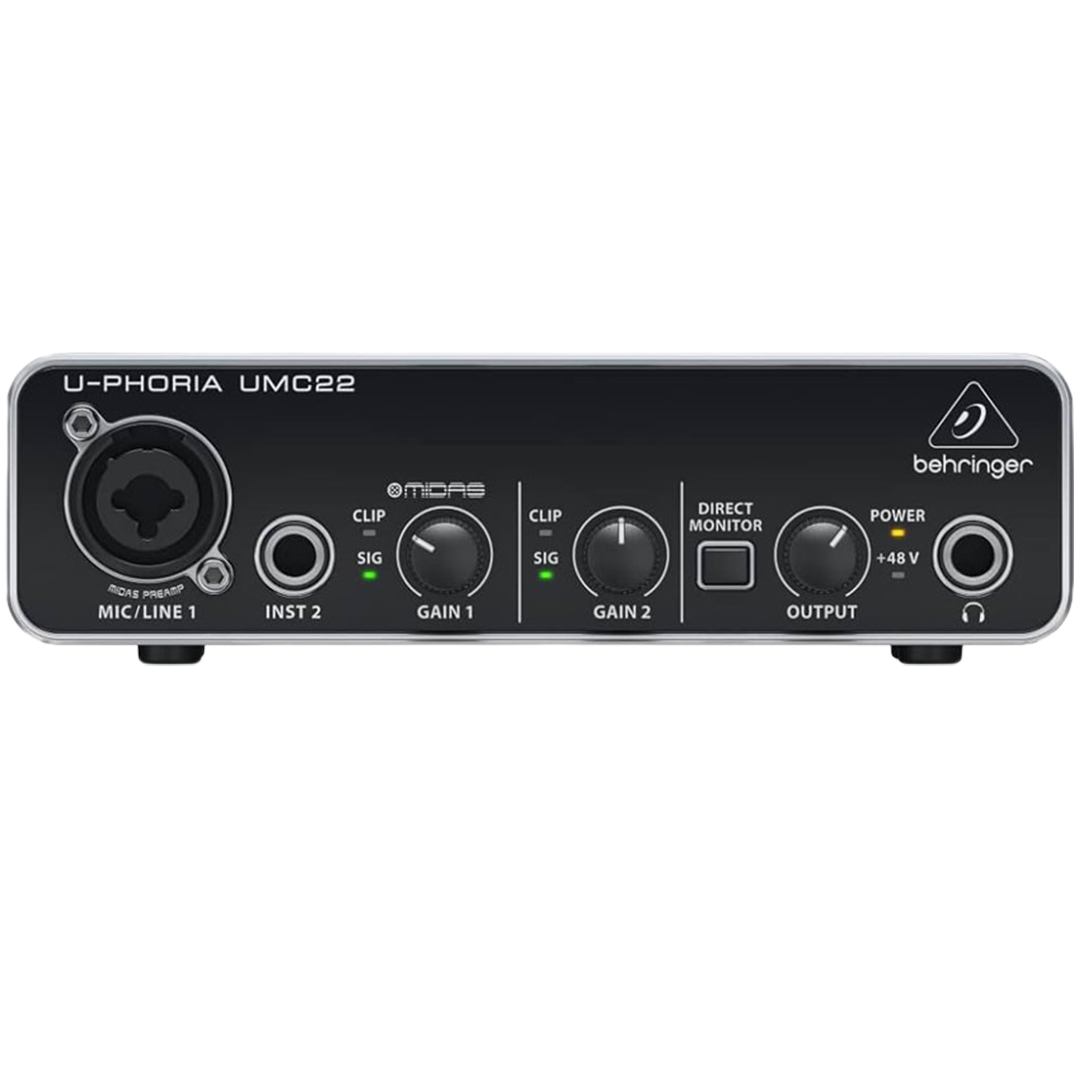 The Behringer U-Phoria UMC22 is an affordable audio interface that delivers reliable performance for home studio enthusiasts.
