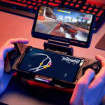 The photo features a user engaged with a modern smartphone connected to a gaming controller, reflecting the advanced gaming capabilities of the best gaming phones of 2024.