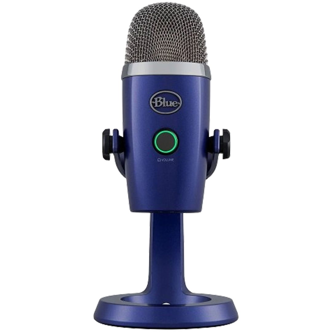 The Blue Yeti Nano microphone, presented in a vibrant blue hue, combines compact design with professional audio quality, making it a great choice for the microphones of 2024 list.