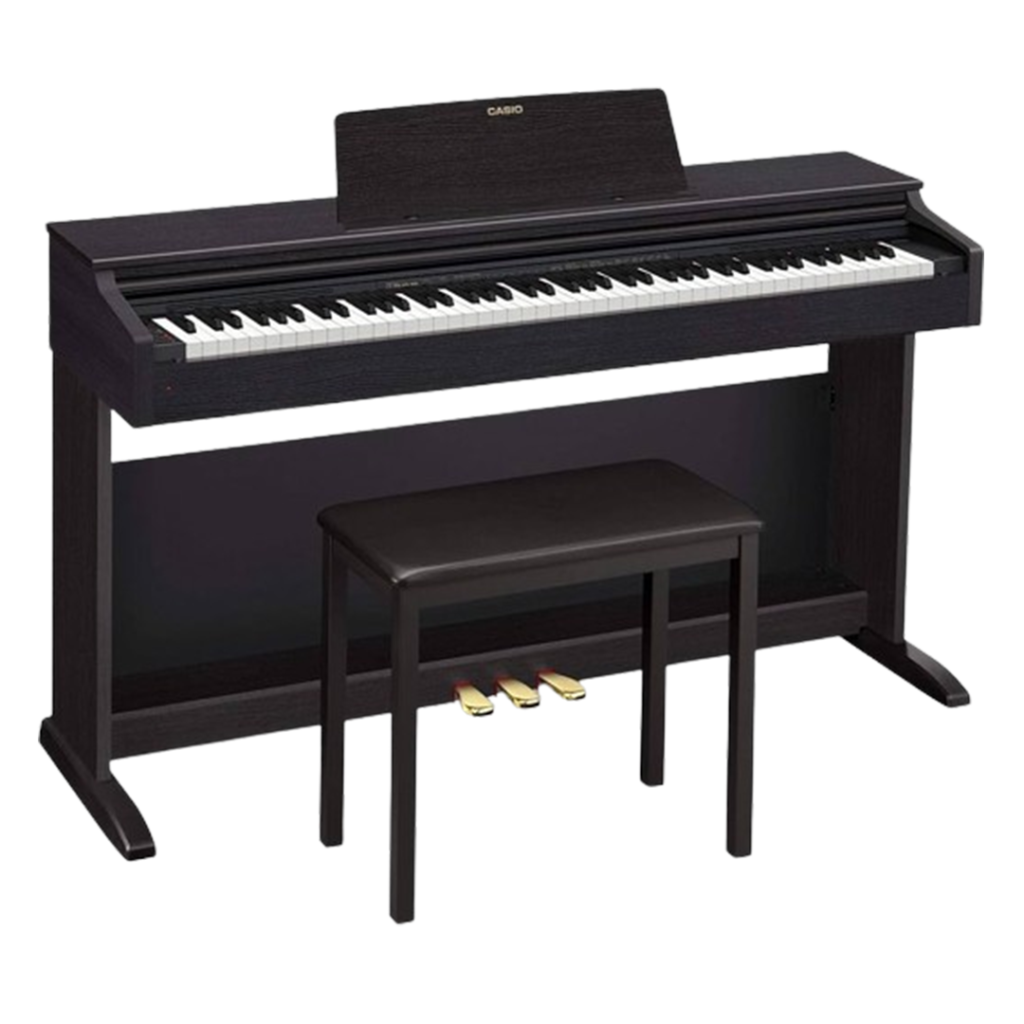 The Casio Celviano digital piano stands out among the best pianos for its elegant design and dynamic range, suited for both beginners and professionals.