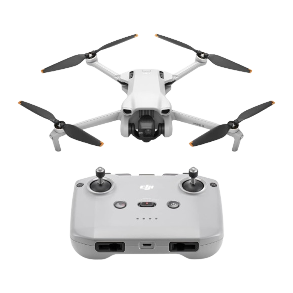 The sleek DJI Mini 3 is the ideal starter drone for beginners, featuring an intuitive design and integrated camera.