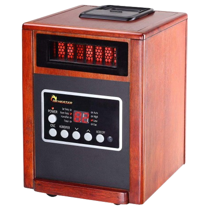 The Dr Infrared DR-998 Elite Series heater, with its rich wooden exterior and sophisticated digital controls, combines luxury with technology to deliver optimal warmth for the chilly months of 2024.
