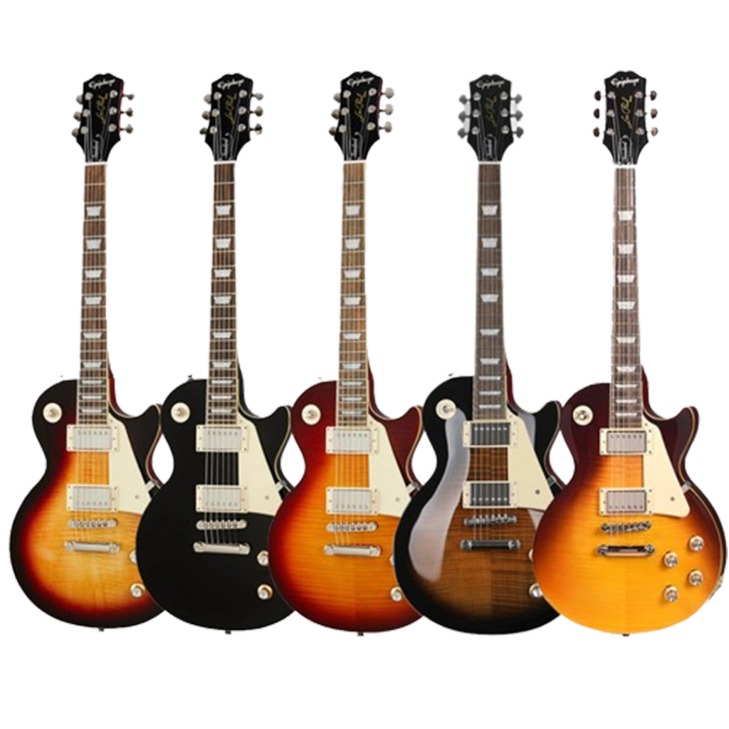 The iconic sunburst Epiphone Les Paul Standard '60s is a testament to timeless design and sound, solidifying its place among the electric guitars for musicians of all genres.