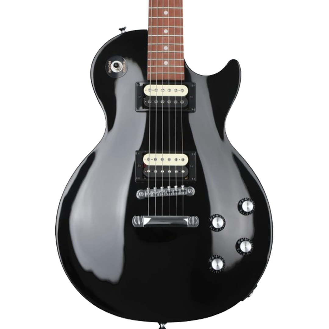 The Epiphone Les Paul Studio in a sleek black finish is one of the electric guitars, offering a classic design with modern playability.
