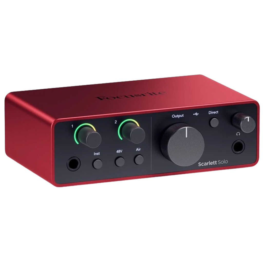 The Focusrite Scarlett 4th Gen Solo combines a sleek design with powerful features for an exceptional recording experience.