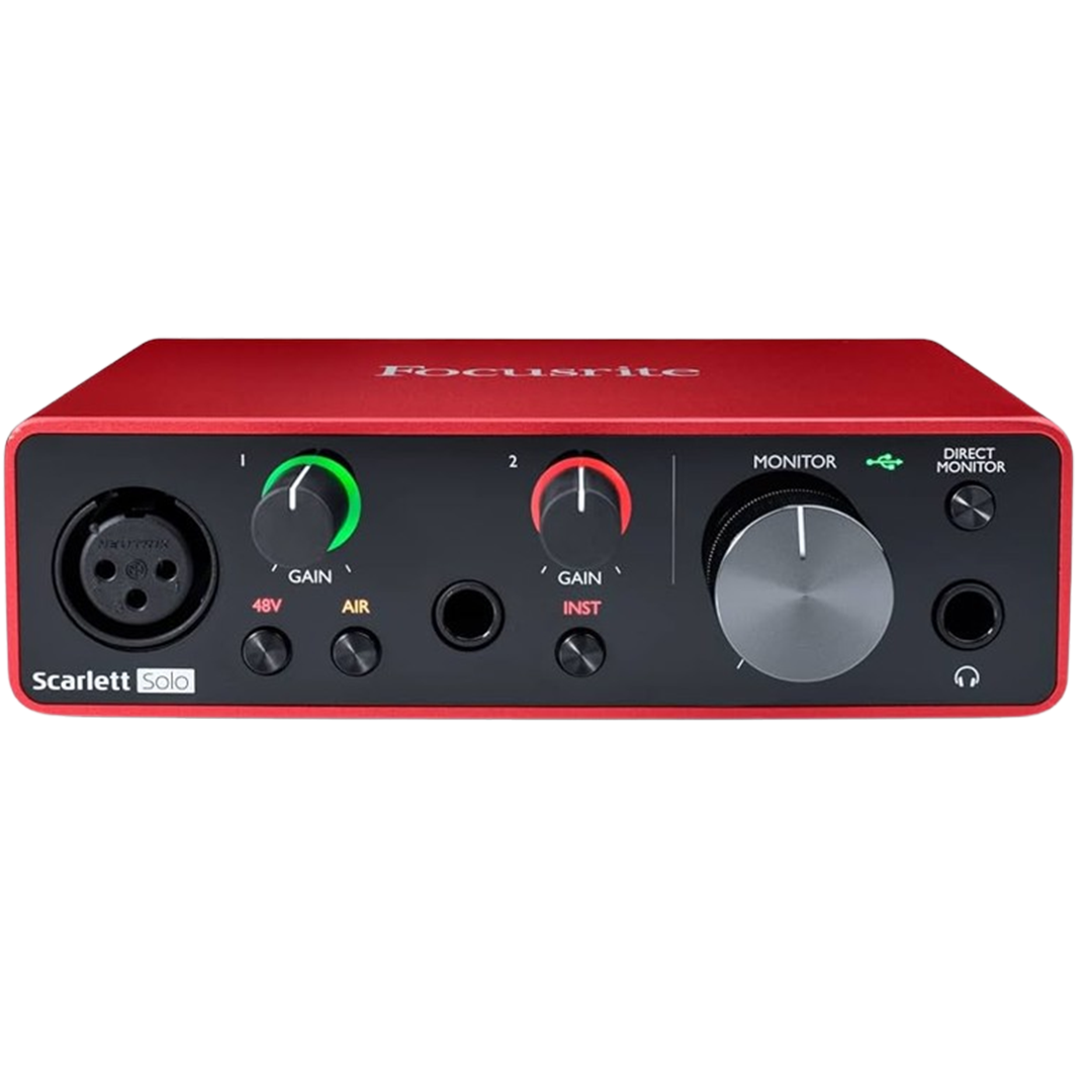 The Focusrite Scarlett Solo 3rd Gen is a top pick for the sound card, especially designed for solo musicians and songwriters.