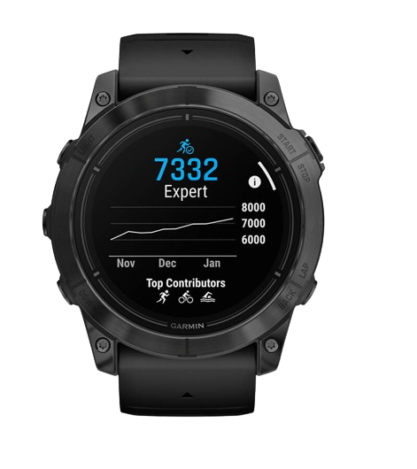 The Garmin Epix Pro smartwatch, depicted in a robust black design, offers premium features making it the best Garmin watch for outdoor and professional use.