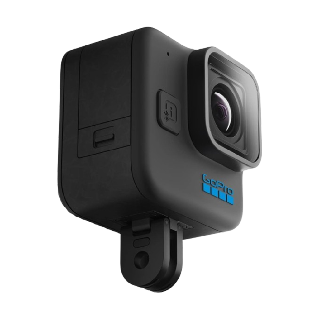 The GoPro Hero11 Black Mini, a compact and sturdy camera, attaches to pet collars for dynamic point-of-view footage.