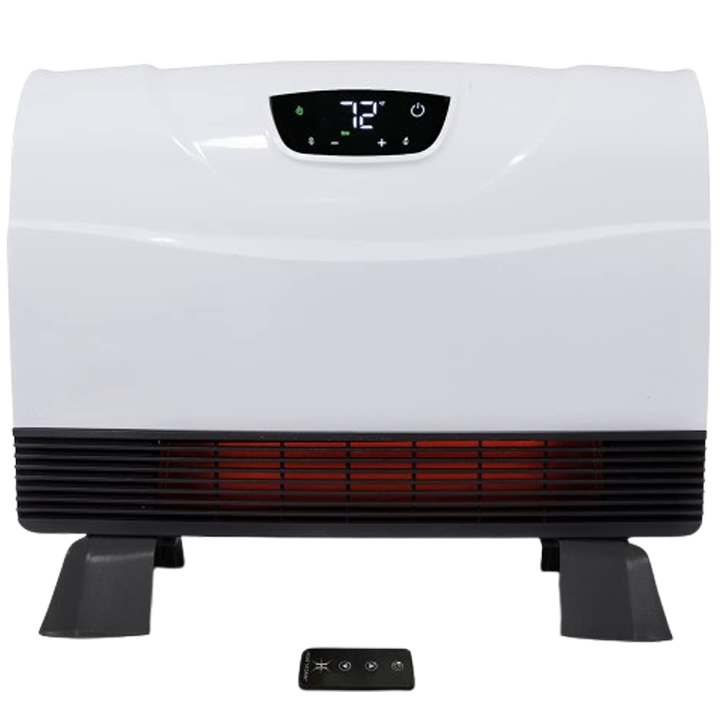 The Heat Storm Phoenix Infrared heater features a sleek design with a flat panel and adjustable settings, providing targeted infrared warmth that's perfect for home or office use in 2024.