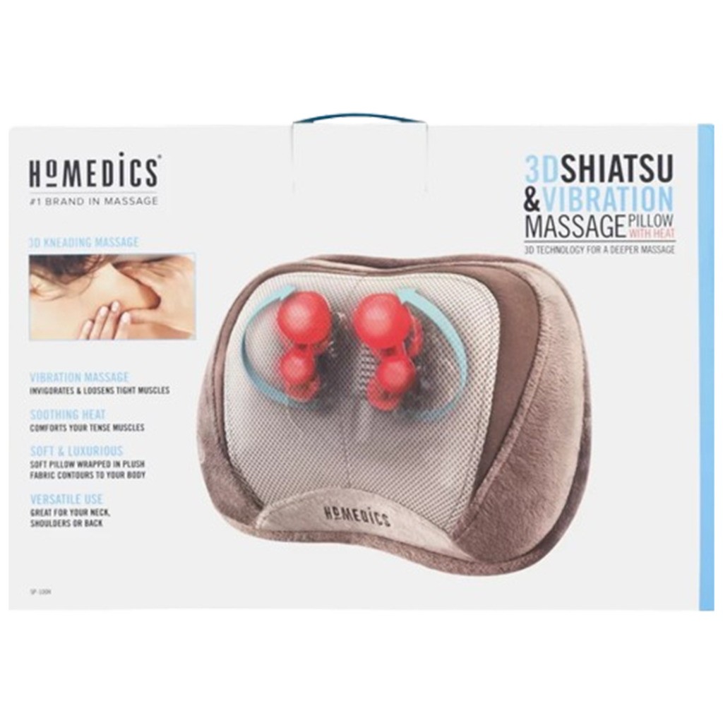 A user experiencing comfort from the HoMedics Back and Neck Massager, the massage pillow with deep kneading nodes and ergonomic design.