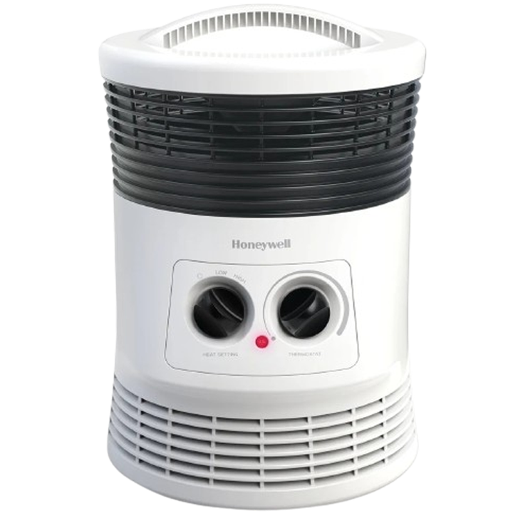 The Honeywell 360 Degree Surround Heater offers a round, white design with simple control knobs, designed to deliver even heating in all directions, ensuring a cozy environment throughout 2024.