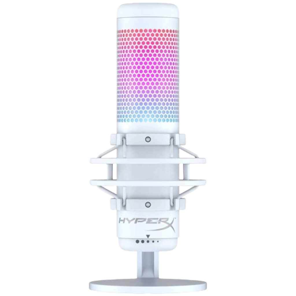 The HyperX QuadCast S microphone, with its eye-catching RGB lighting, delivers both aesthetically pleasing design and top-notch audio recording quality.