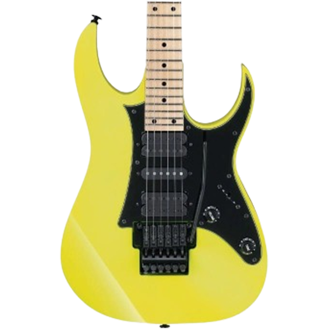 The Ibanez RG550 from the Genesis Collection in a vibrant yellow hue, designed for guitarists who demand high performance and precision from the electric guitars.