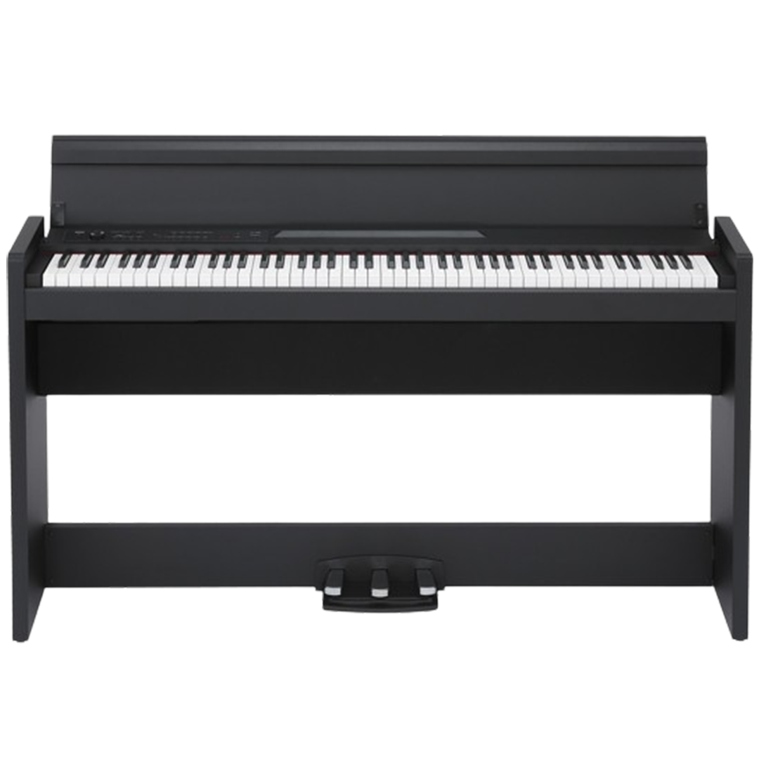 The Korg LP-380U represents the digital pianos with its slimline design, delivering high-fidelity sound and a weighted keyboard that captures every nuance of performance.