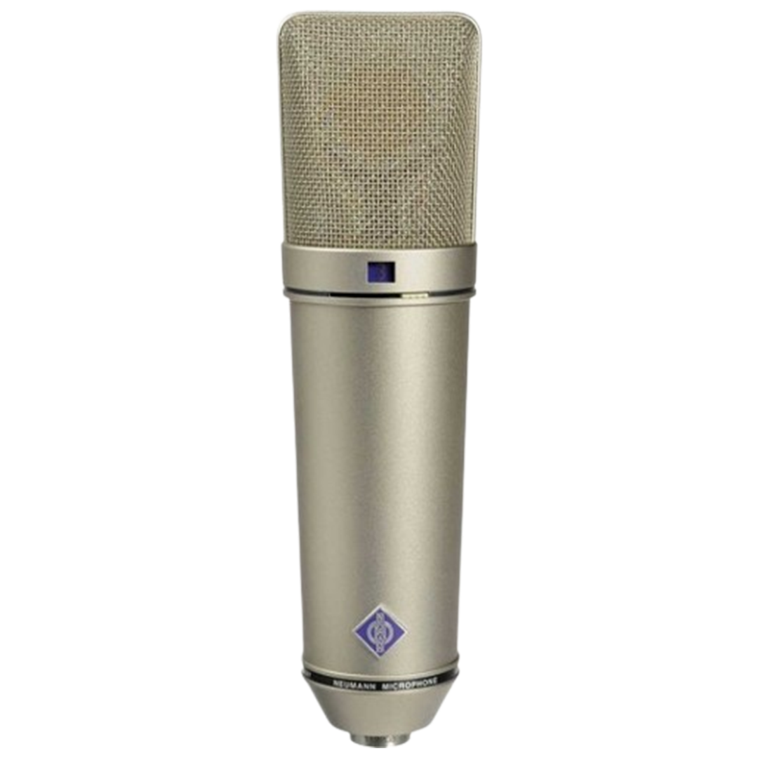The Neumann U87 AI microphone is revered for its warm sound and precise recording, making it a top choice in professional studios.