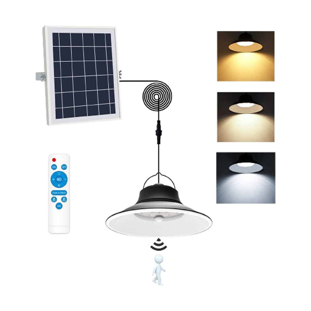 Niorsun solar pendant light with a sleek design and a remote control, enhancing indoor spaces as the lighting system.