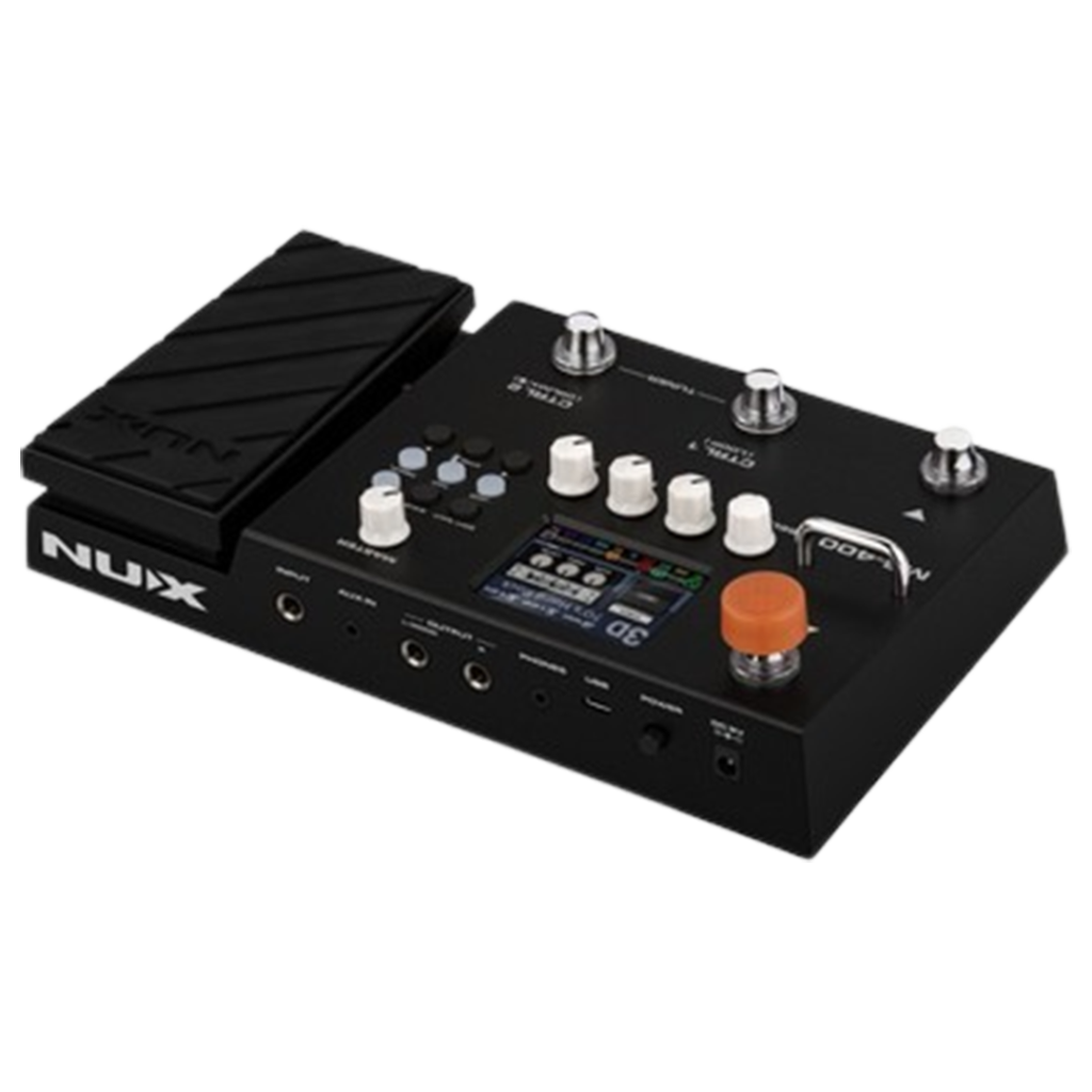 The NUX MG-400 pedal, shown with its dynamic range of control options, is designed to cater to the nuanced needs of modern guitarists.