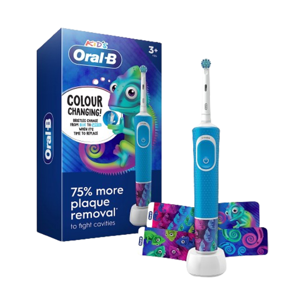 The Oral-B Kids Electric Toothbrush with sea creature graphics makes brushing an underwater adventure, being the electric toothbrush with a love for marine life.