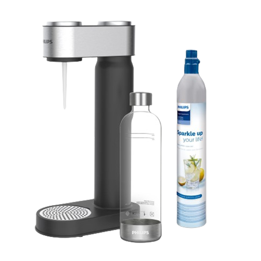 The Philips GoZero sparkling water maker, along with its accessories, exemplifies the fusion of functionality and style in the quest for the perfect glass of sparkling water.
