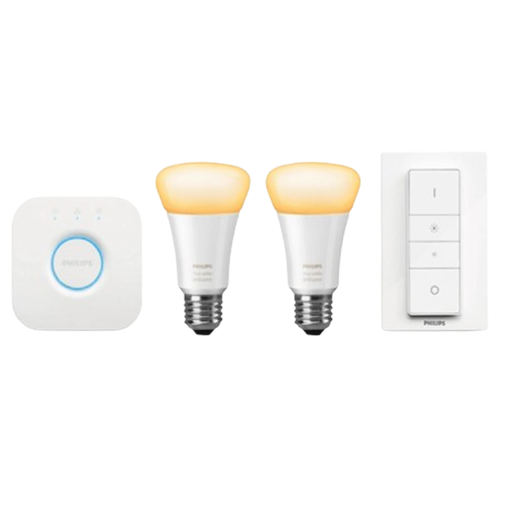 The Philips Hue White and Color Ambiance Starter Kit is a versatile lighting device compatible with Alexa, enabling mood setting with color-changing bulbs.