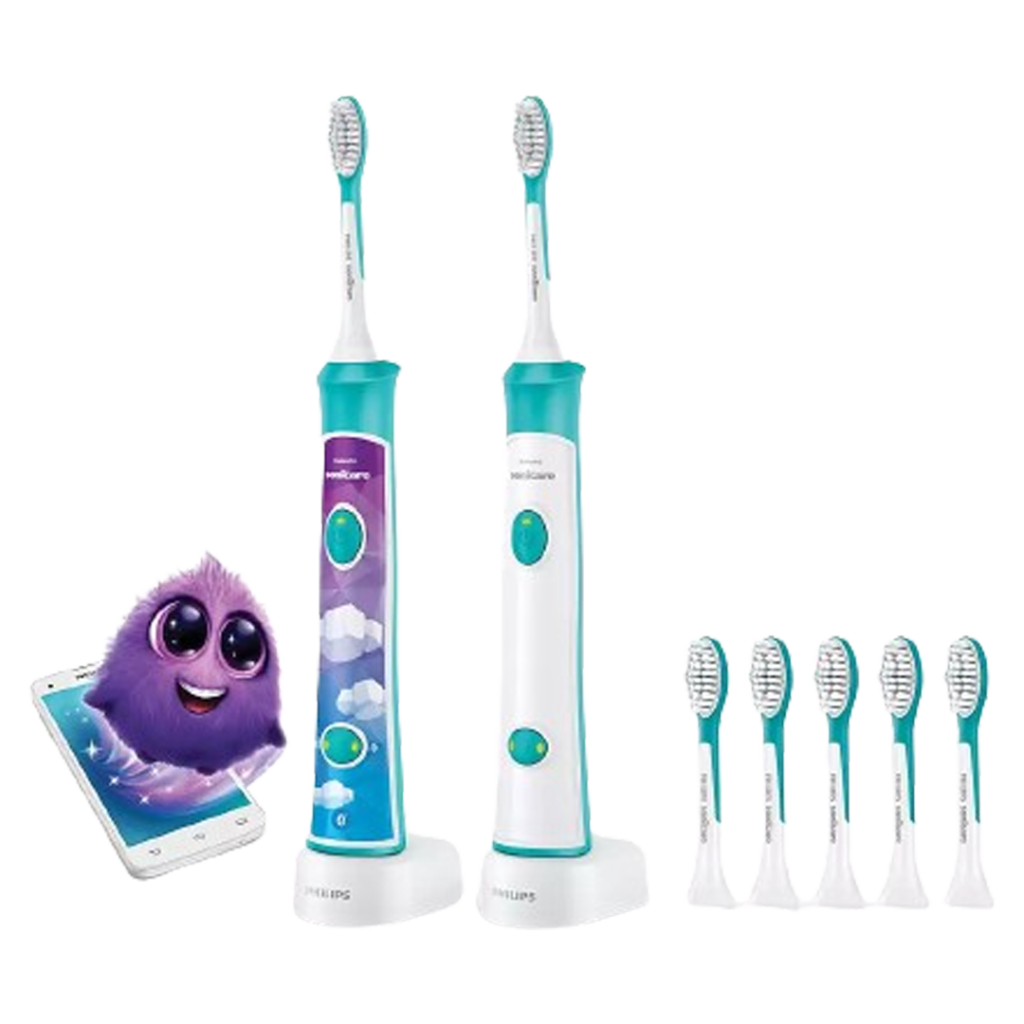 The Philips Sonicare for Kids Toothbrush in a calming teal color provides gentle, effective cleaning with a friendly interface, making it the electric toothbrush prioritizing comfort and ease of use.