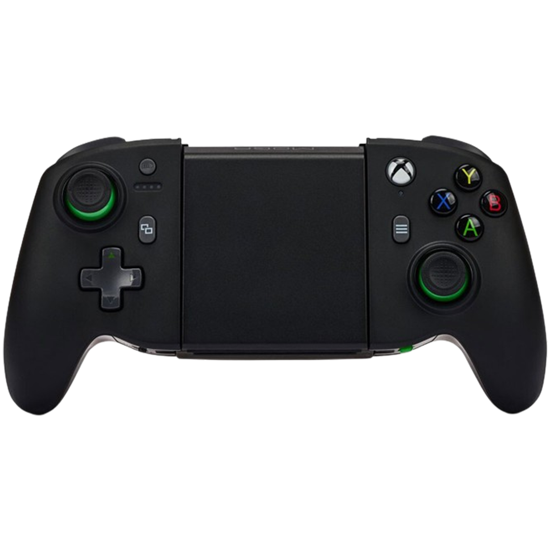 PowerA MOGA XP7-X Plus controller featuring an integrated phone mount, recognized for its advanced features as the gaming controller.