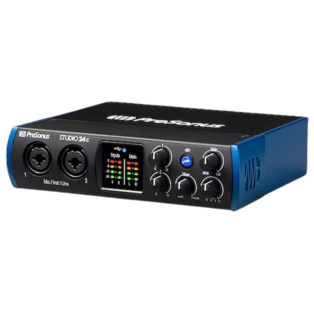 The PreSonus Studio 24c blends reliability and versatility, making it a top choice for home studios and on-the-go recording.