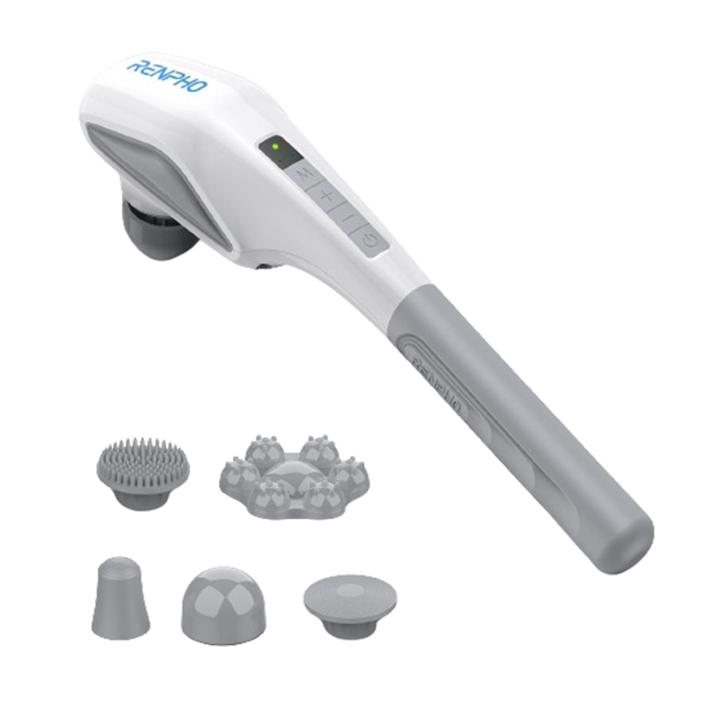 The versatile RENPHO 2 in 1 Electric Handheld Massager, presented as the massage gun, for those seeking both power and precision in one device.