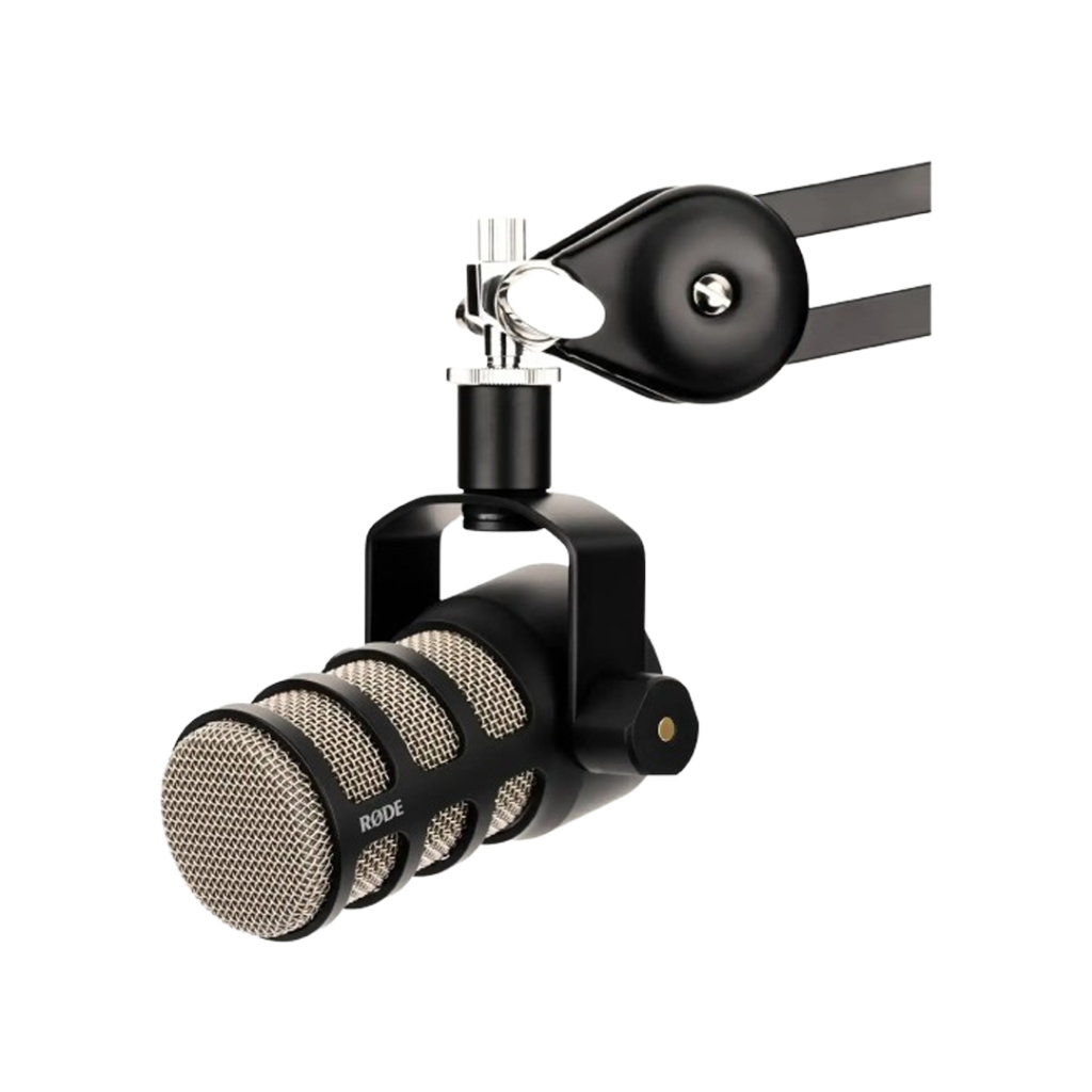 The RODE PodMic is a dynamic microphone that combines sturdiness and clear audio performance, perfect for professional broadcasting and recording.