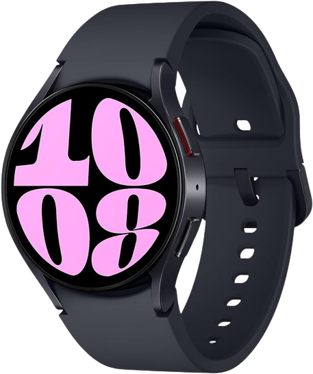 The Samsung Galaxy Watch 6 smartwatch features a striking pink on black display, offering a chic and sophisticated option in the smartwatches category.