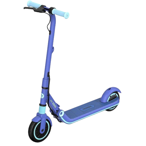 The Segway Ninebot Kickscooter Zing Electric Scooter, in a sleek blue, is designed for the young adventurer, making it one of the best electric scooters for kids with a sense of exploration.