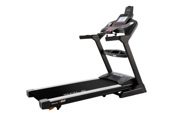 The Sole F80 Treadmill is featured as the treadmill, noted for its strong motor and foldable design for space efficiency.