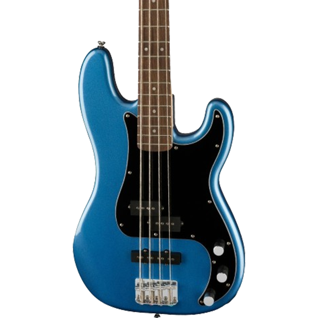The iconic Squier by Fender Precision bass guitar in a beginner-friendly model, known for its reliability and punchy tone.