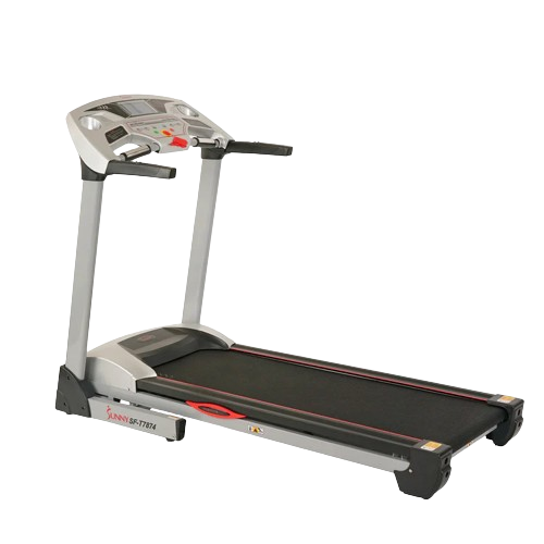 Showcasing the Sunny Health & Fitness SF-T7603 as the treadmill, with its straightforward design and easy storage capabilities.